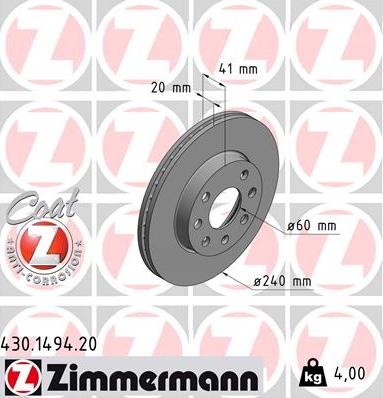 Zimmermann 430.1494.20 - Brake Disc onlydrive.pro