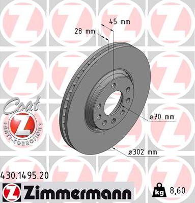 Zimmermann 430.1495.20 - Brake Disc onlydrive.pro