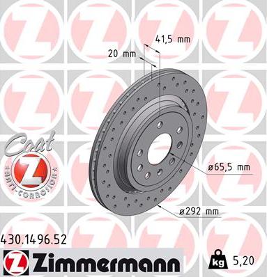 Zimmermann 430.1496.52 - Brake Disc onlydrive.pro