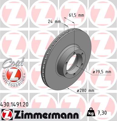 Zimmermann 430.1491.20 - Brake Disc onlydrive.pro