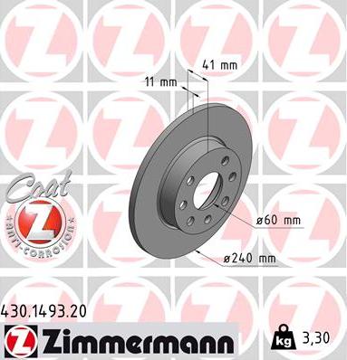 Zimmermann 430.1493.20 - Brake Disc onlydrive.pro