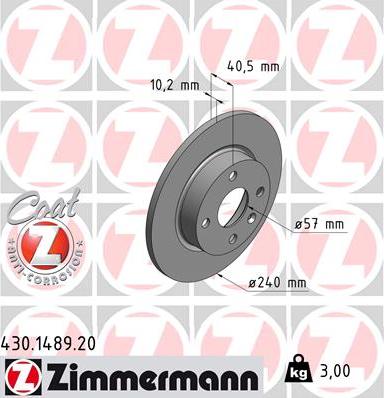 Zimmermann 430.1489.20 - Brake Disc onlydrive.pro