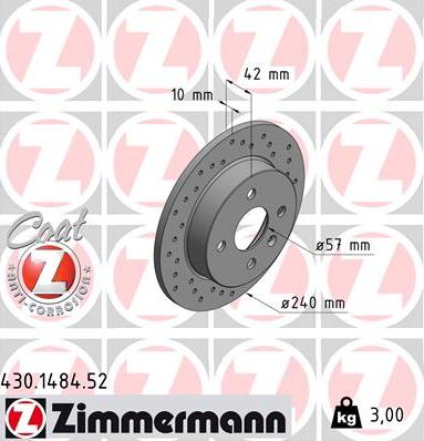 Zimmermann 430.1484.52 - Тормозной диск onlydrive.pro