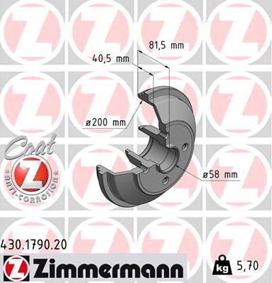 Zimmermann 430.1790.20 - Brake Drum onlydrive.pro