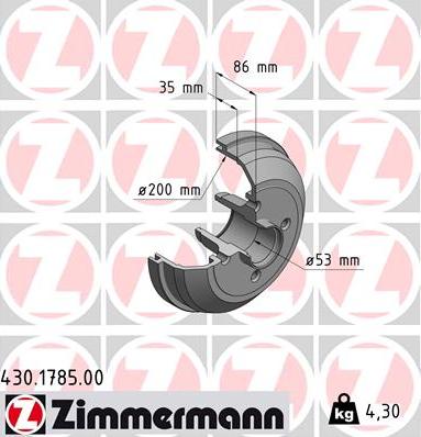 Zimmermann 430.1785.00 - Brake Drum onlydrive.pro