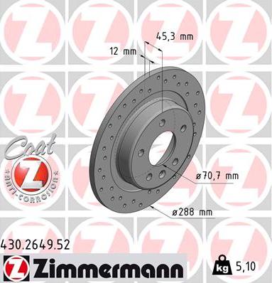 Zimmermann 430.2649.52 - Brake Disc onlydrive.pro