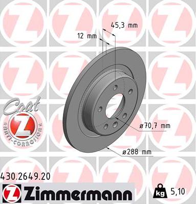 Zimmermann 430.2649.20 - Brake Disc onlydrive.pro