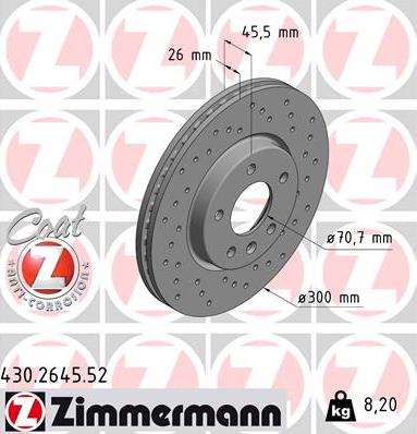 Zimmermann 430.2645.52 - Stabdžių diskas onlydrive.pro