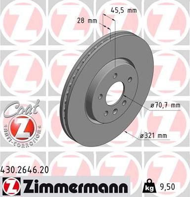 Zimmermann 430.2646.20 - Тормозной диск onlydrive.pro