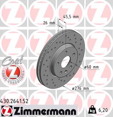 Zimmermann 430.2641.52 - Stabdžių diskas onlydrive.pro