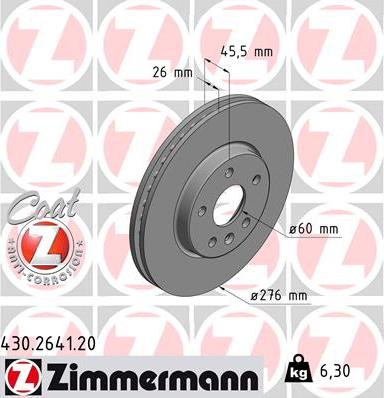 Zimmermann 430.2641.20 - Brake Disc onlydrive.pro