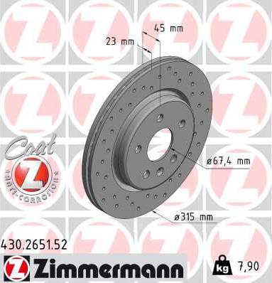 Zimmermann 430.2651.52 - Brake Disc onlydrive.pro