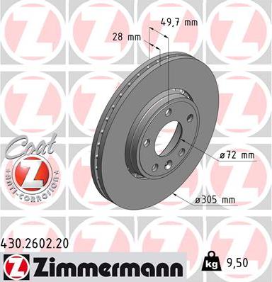 Zimmermann 430.2602.20 - Brake Disc onlydrive.pro
