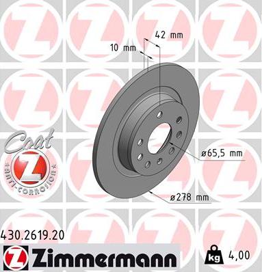 Zimmermann 430.2619.20 - Brake Disc onlydrive.pro