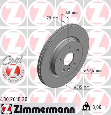 Zimmermann 430.2618.20 - Тормозной диск onlydrive.pro