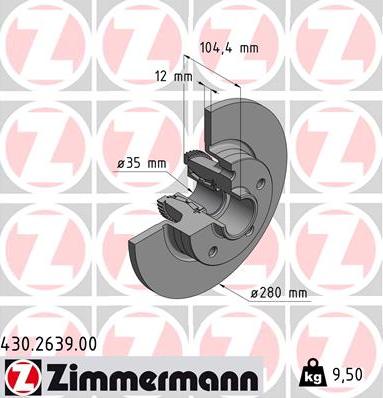 Zimmermann 430.2639.00 - Brake Disc onlydrive.pro