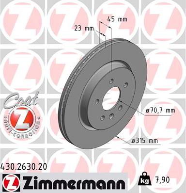 Zimmermann 430.2630.20 - Тормозной диск onlydrive.pro