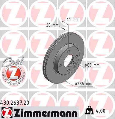Zimmermann 430.2637.20 - Brake Disc onlydrive.pro