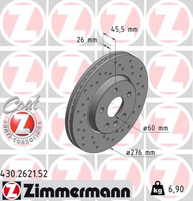 Zimmermann 430.2621.52 - Brake Disc onlydrive.pro