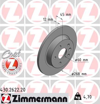 Zimmermann 430.2622.20 - Brake Disc onlydrive.pro