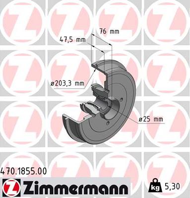 Zimmermann 470.1855.00 - Brake Drum onlydrive.pro