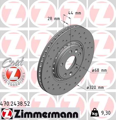 Zimmermann 470.2438.52 - Тормозной диск onlydrive.pro