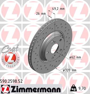 Zimmermann 590.2598.52 - Brake Disc onlydrive.pro