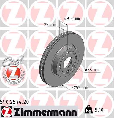 Zimmermann 590.2574.20 - Brake Disc onlydrive.pro