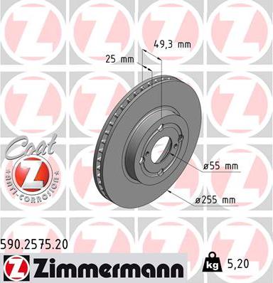 Zimmermann 590.2575.20 - Brake Disc onlydrive.pro