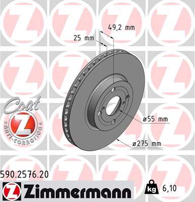 Zimmermann 590.2576.20 - Brake Disc onlydrive.pro