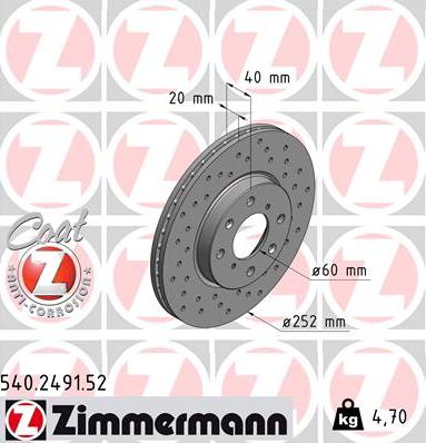 Zimmermann 540.2491.52 - Brake Disc onlydrive.pro