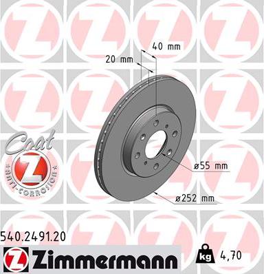 Zimmermann 540.2491.20 - Brake Disc onlydrive.pro