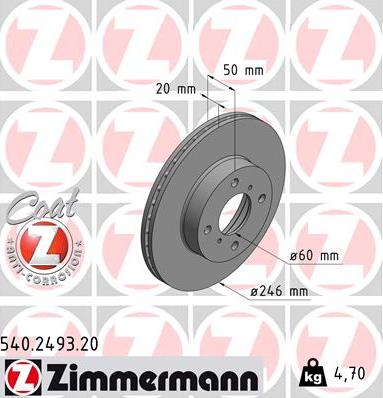 Zimmermann 540.2493.20 - Brake Disc onlydrive.pro