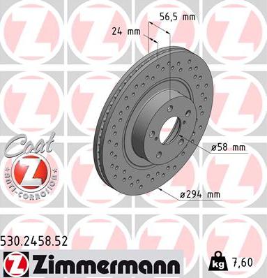 Zimmermann 530.2458.52 - Brake Disc onlydrive.pro