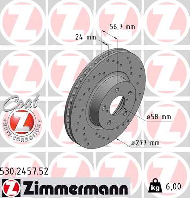 Zimmermann 530.2457.52 - Brake Disc onlydrive.pro