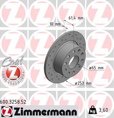 Zimmermann 600.3258.52 - Brake Disc onlydrive.pro