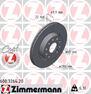 Zimmermann 600.3264.20 - Brake Disc onlydrive.pro