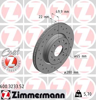 Zimmermann 600.3233.52 - Stabdžių diskas onlydrive.pro