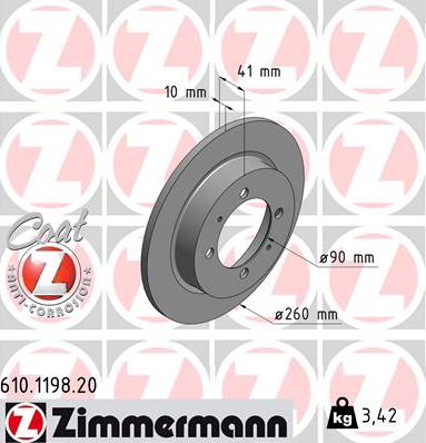 Zimmermann 610.1198.20 - Brake Disc onlydrive.pro