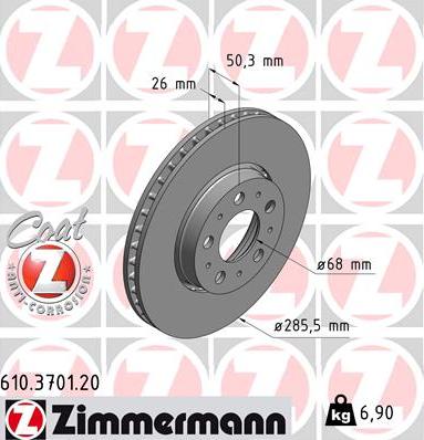 Zimmermann 610.3701.20 - Brake Disc onlydrive.pro