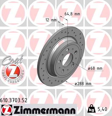 Zimmermann 610.3703.52 - Brake Disc onlydrive.pro