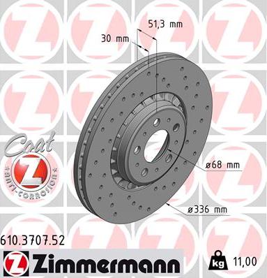 Zimmermann 610.3707.52 - Тормозной диск onlydrive.pro