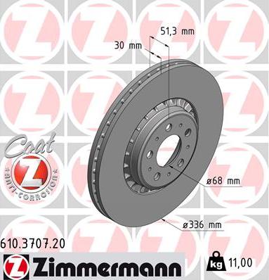 Zimmermann 610.3707.20 - Тормозной диск onlydrive.pro