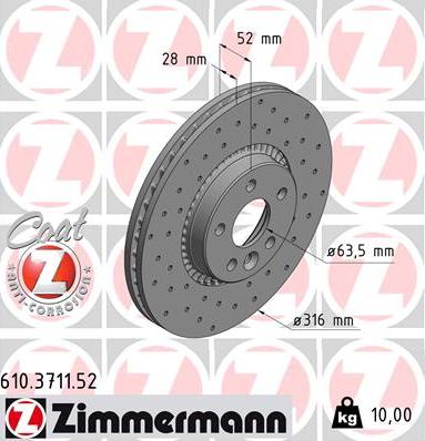 Zimmermann 610.3711.52 - Brake Disc onlydrive.pro