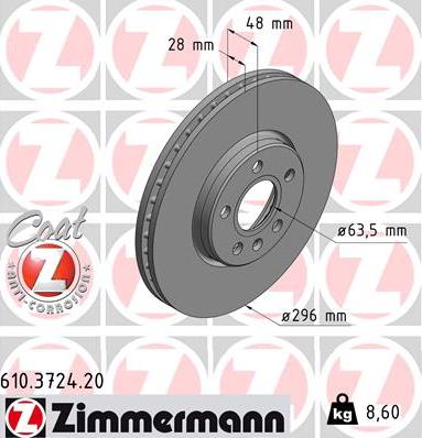 Zimmermann 610.3724.20 - Brake Disc onlydrive.pro
