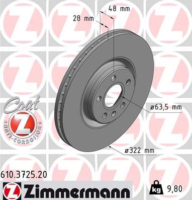 Zimmermann 610.3725.20 - Brake Disc onlydrive.pro