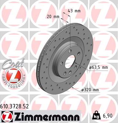 Zimmermann 610.3728.52 - Stabdžių diskas onlydrive.pro