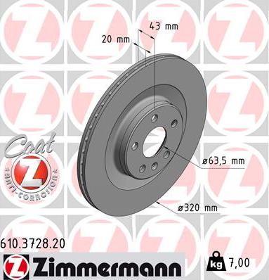 Zimmermann 610.3728.20 - Stabdžių diskas onlydrive.pro