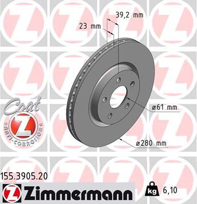 Zimmermann 155.3905.20 - Brake Disc onlydrive.pro