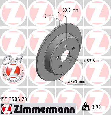 Zimmermann 155.3906.20 - Brake Disc onlydrive.pro